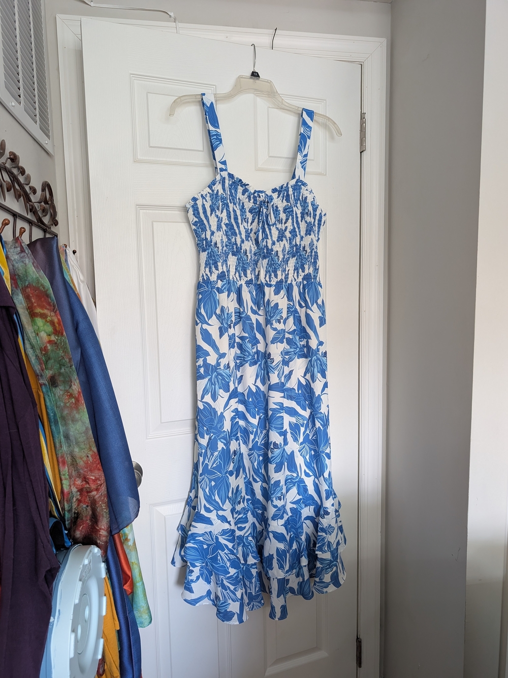 Blue and White Floral Midi Dress 2XL 18